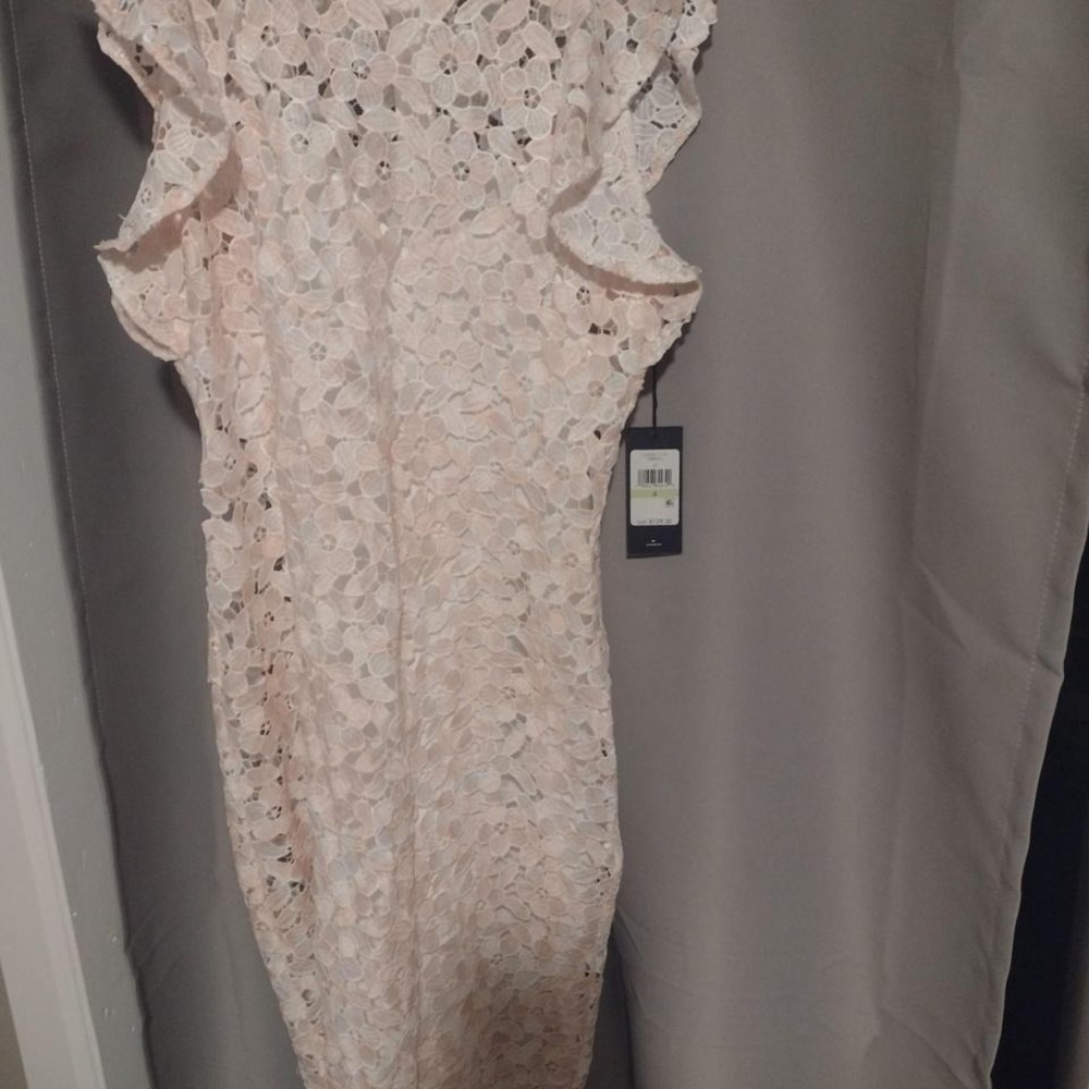 Tommy Hilfiger Pink lace dress with ruffles and floral details